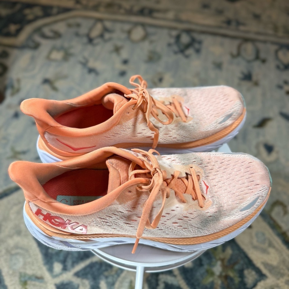 HOKA Clifton 8 Women's Running Walking Peach Orange Size 9.5B Comfort - Picture 4 of 9